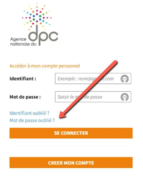 Oubli mot de passe compte DPC Oubli mot de passe compte DPC