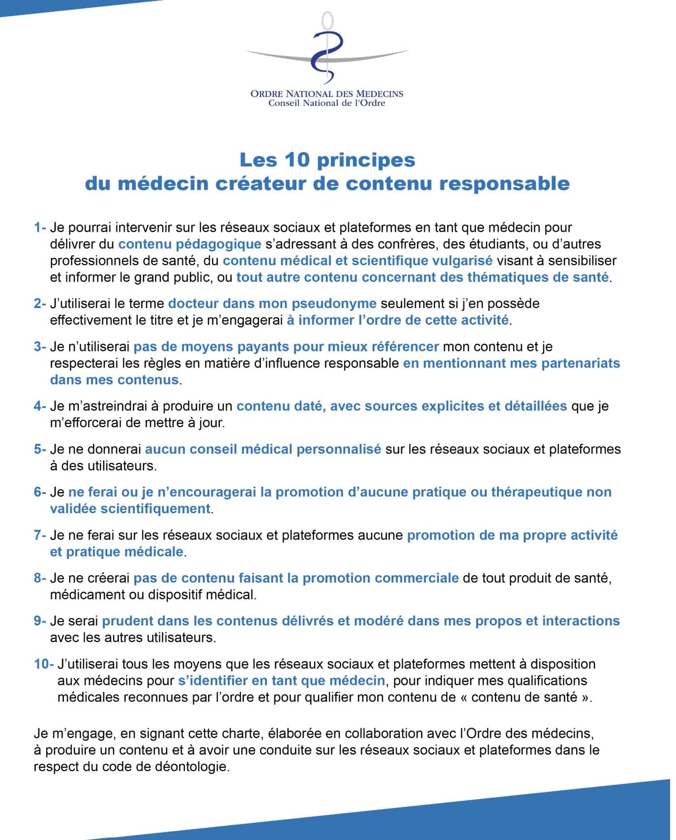 Une charte du médecin créateur de contenu responsable Une charte du médecin créateur de contenu responsable