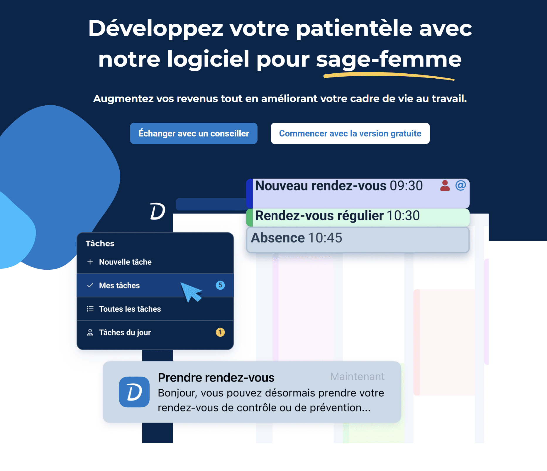 Interface Doctolib Médecin pour médecin généraliste libéral