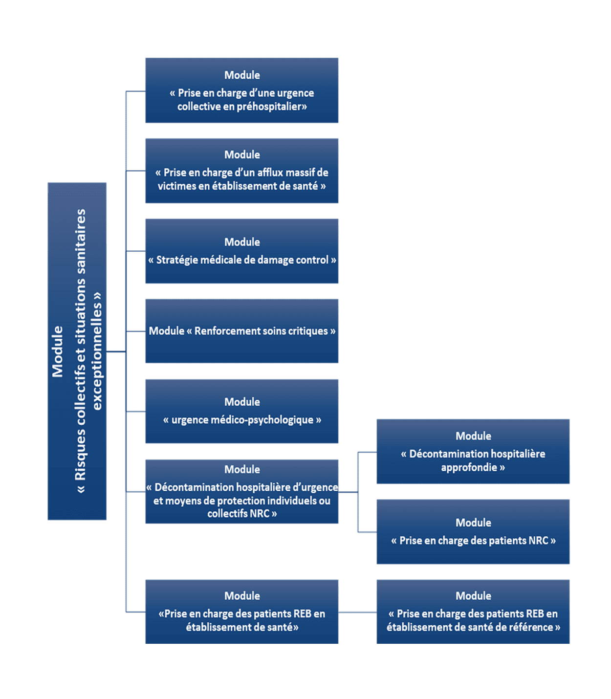 Schéma de l'articulation entre le plan ORSAN et l'application AFGSU SSE pour les professionnels de santé en situation sanitaire exceptionnelle