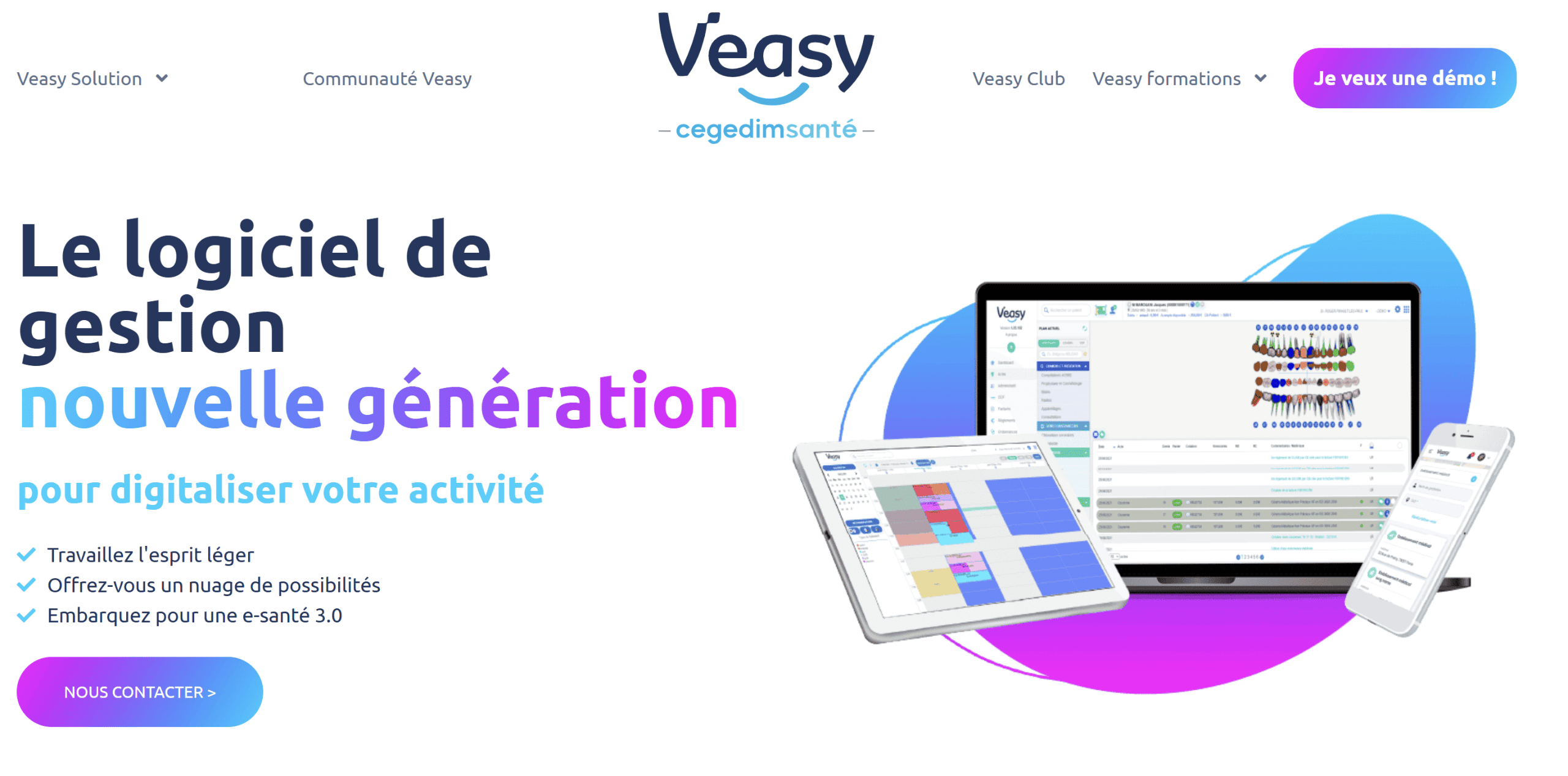 Interface du logiciel Veasy Visiodent pour cabinet dentaire