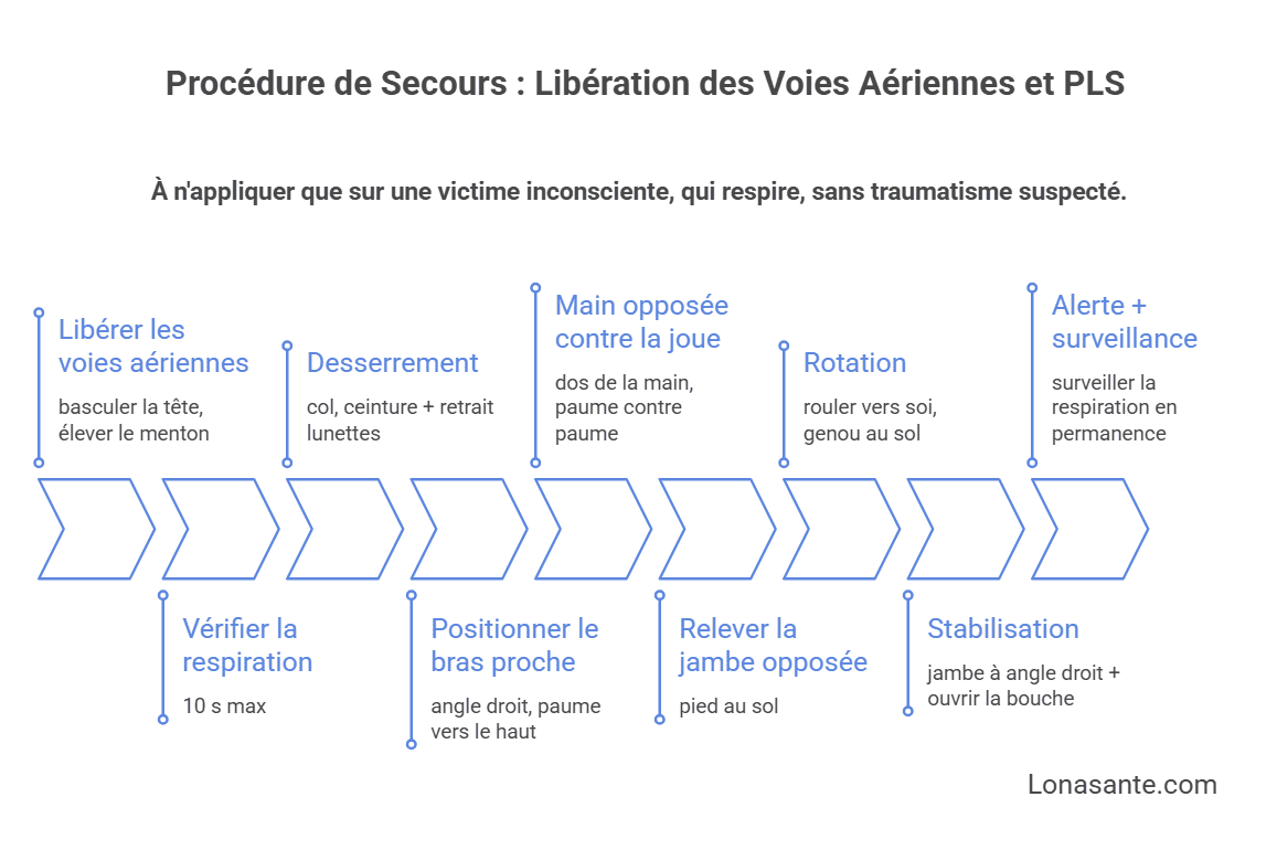 Procédure de secours : libération des voies aériennes et position latérale de sécurité