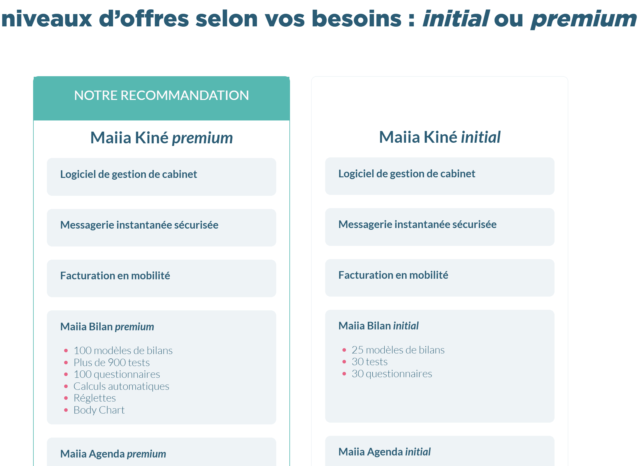 Interface du logiciel Maiia Kiné de Cegedim Santé