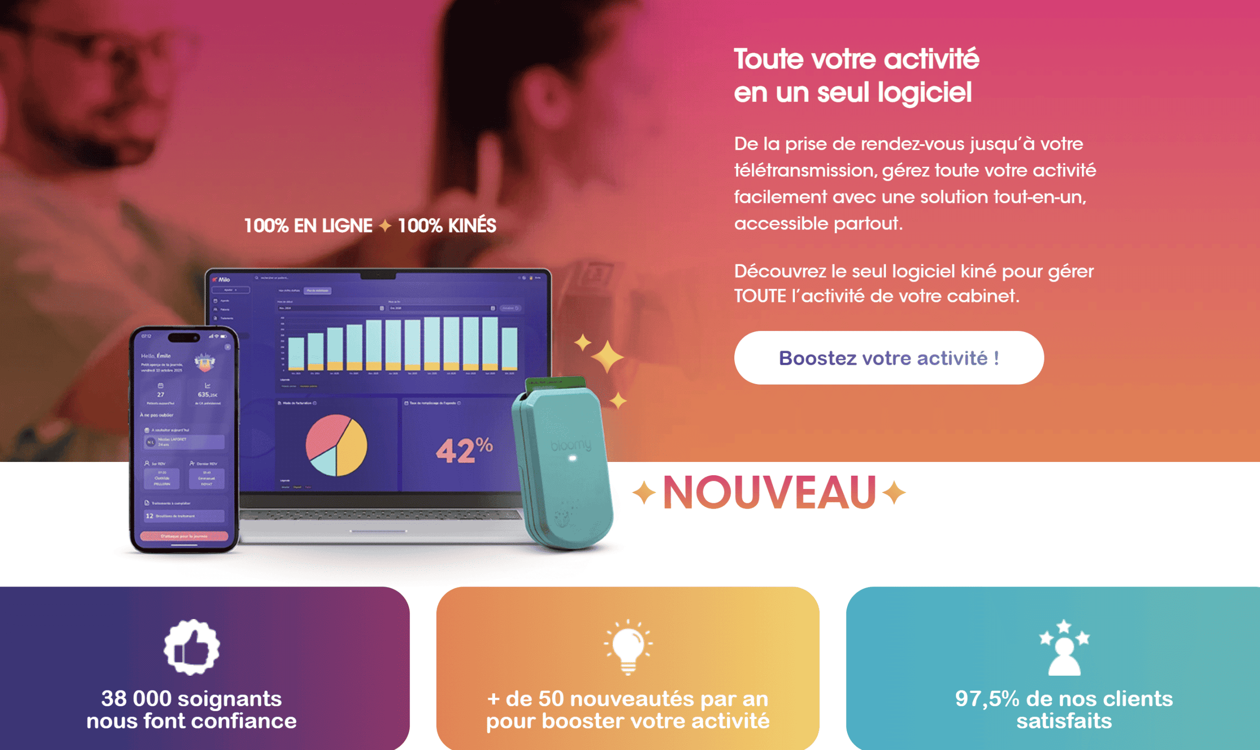 Interface du logiciel Milo Kiné de CBA Informatique