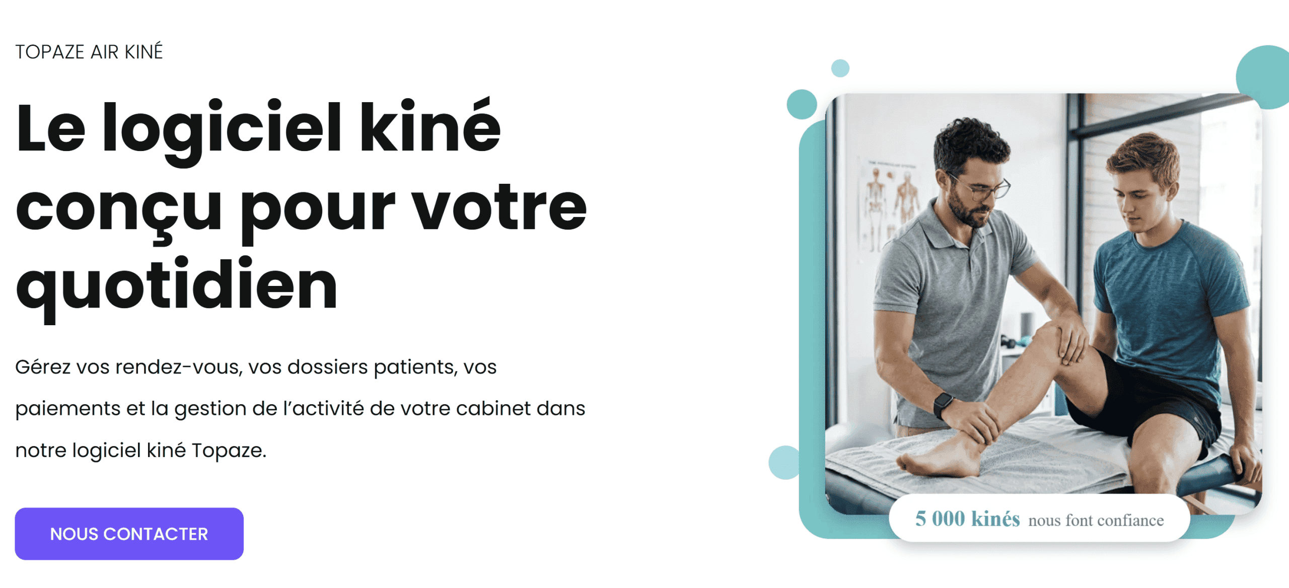 Interface du logiciel Topaze Air pour kinésithérapeute